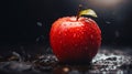 Dark Red And Silver Apple With Water Drops - Poetcore Inspired