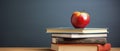 Red Apple on Stack of Books - Education and Healthy Snacking Concept Royalty Free Stock Photo