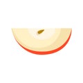 Red apple slice, fruit. Flat vector illustration in cartoon style Royalty Free Stock Photo