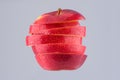 Red apple sliced in pieces Royalty Free Stock Photo