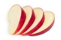 Red apple slices isolated on white background with clipping path and full depth of field Royalty Free Stock Photo