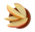 Red apple slices in a small clay bowl Royalty Free Stock Photo