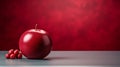 a red apple and some cranberries on a table Royalty Free Stock Photo