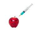 Red apple and syringes