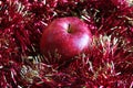 Red apple and tinsel