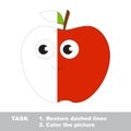 Red apple to be colored. Vector trace game.