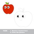 Red apple to be traced. Vector trace game.