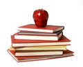 Red Apple on top of pile of Books Royalty Free Stock Photo