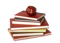 Red Apple on top of pile of Seven Books Royalty Free Stock Photo