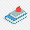 Red apple and two books isometric icon Royalty Free Stock Photo