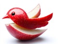 A red apple undergoing innovation and evolution to transform into a flying bird represents the Innovative Breakthrough Royalty Free Stock Photo