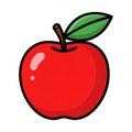 Red Apple Vector Icon with Green Leaf â Flat Minimal Illustration Royalty Free Stock Photo