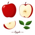 Red apple vector illustration. Flat style. Cartoon