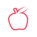 Red Apple vector outline icon. Modern minimal flat design style. illustration monochrome of apple logo Royalty Free Stock Photo