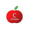 red apple vitamin c. Sweet food. Organic concept. Healthy eating. Vector illustration.