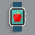 Red apple in watch screen Royalty Free Stock Photo