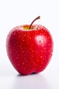 Red apple with water droplets on it's surface, with white background. Generative AI Royalty Free Stock Photo