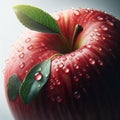 red apple with water drops after a rain on a white background. Royalty Free Stock Photo