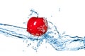 Red apple and water splash isolated Royalty Free Stock Photo