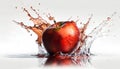 Red apple with water splash isolated on white background. 3d illustration Royalty Free Stock Photo