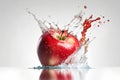 Red apple with water splash isolated on white background. 3d illustration Royalty Free Stock Photo