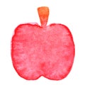 Red apple watercolor hand drawn, clip art apple red, child art concept Royalty Free Stock Photo