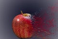 Red apple, which is divided into small particles