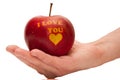 Red apple with the words I love you Royalty Free Stock Photo