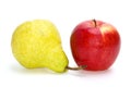 Red apple and yellow-green pear Royalty Free Stock Photo