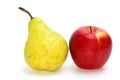 Red apple and yellow-green pear Royalty Free Stock Photo