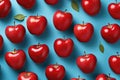 red apples on a blue background, Generative AI
