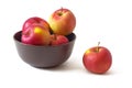 Red apples in a brown bowl Royalty Free Stock Photo