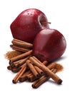 Red apples with cinnamon, vertical, paths Royalty Free Stock Photo