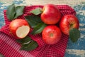 Red Apples Composition With Fresh Green Leaves Royalty Free Stock Photo