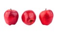 Red apples different sides view on white background isolated close up macro