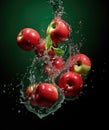 Red apples fall into the water Royalty Free Stock Photo