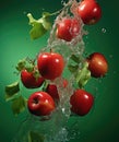 Red apples fall into the water Royalty Free Stock Photo