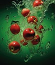 Red apples fall into the water Royalty Free Stock Photo