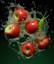 Red apples fall into the water Royalty Free Stock Photo