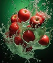 Red apples fall into the water Royalty Free Stock Photo