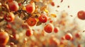 Red Apples Falling From a Tree in Autumn Royalty Free Stock Photo