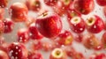Red Apples Falling in White Background Royalty Free Stock Photo