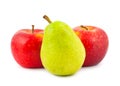 Red apples and green pear Royalty Free Stock Photo