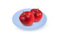 Red apples on a plate on an isolated white background Royalty Free Stock Photo