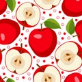 Red apples . Seamless pattern with apples. Royalty Free Stock Photo