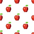 Red apples seamless pattern.Watercolor garden fruit ornament on white background Royalty Free Stock Photo