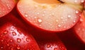 red apples slices. Macro capture of a crisp apple slice water droplets. Nature\'s freshness. Created by AI tools