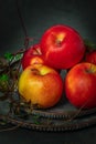 Red apples on a tray