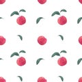 Red apples watercolor seamless pattern on white background Royalty Free Stock Photo