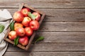 Red apples in wooden box Royalty Free Stock Photo